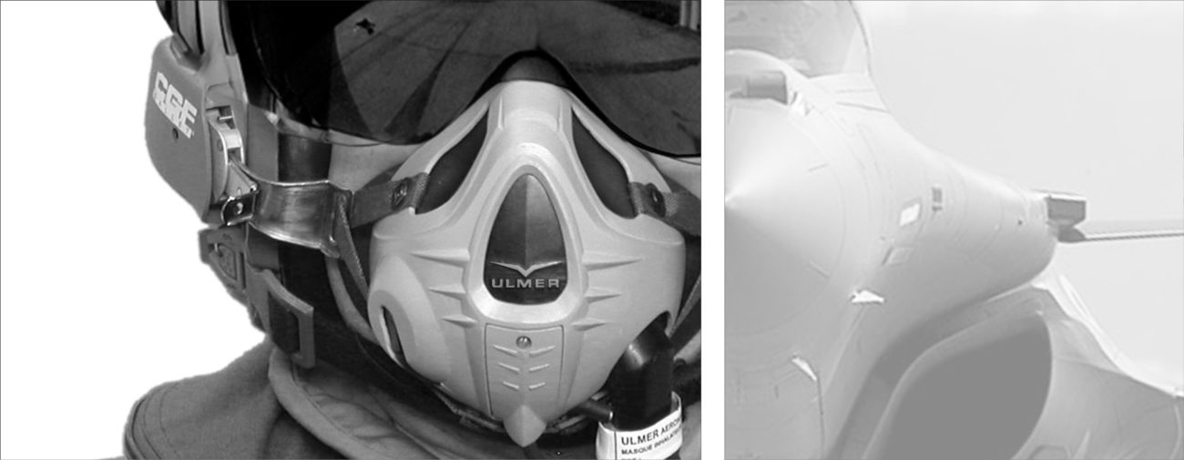 Ulmer, Masque à oxygène des pilotes de chasse sur RAFAL - Axena Design Sécurité - Défense