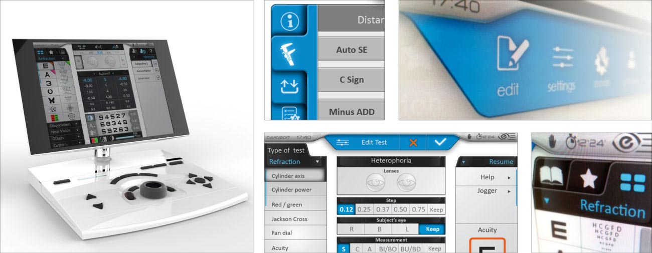 Essilor, Phoropter, console praticien et IHM - Axena Design Univers médical et design digital
