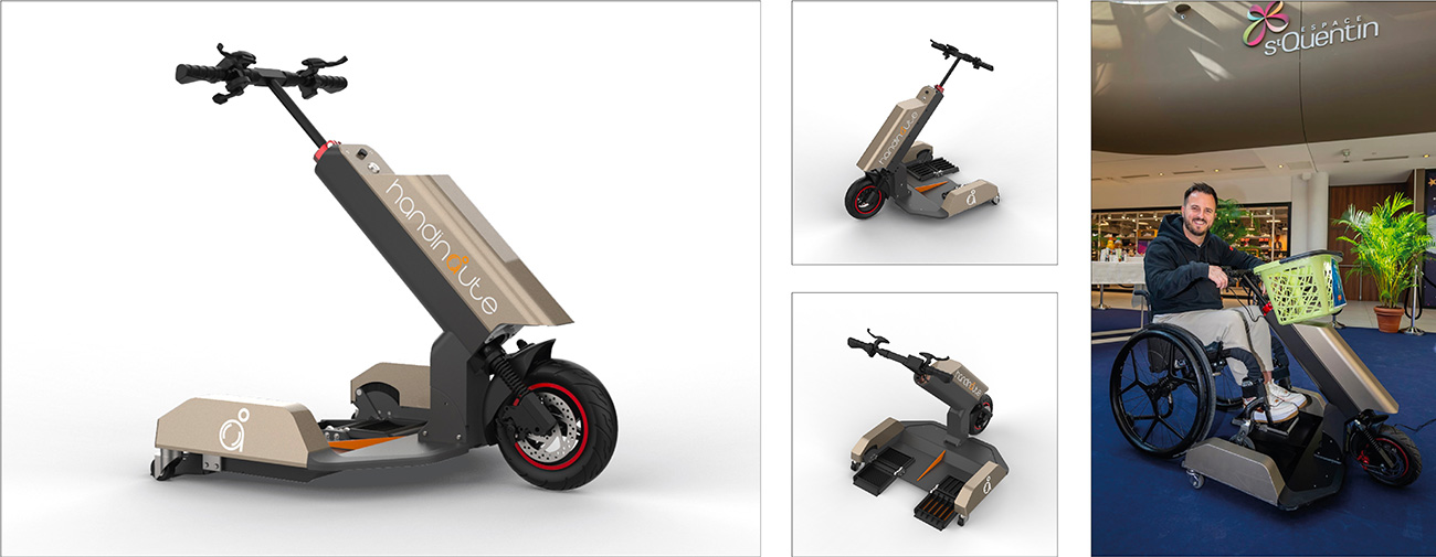 AURIZEO, Handinaute©, Module de traction électrique pour fauteuil roulant. Design Axena