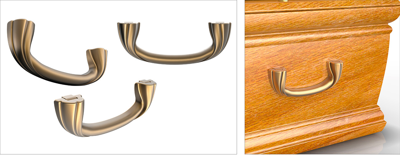 OGF, Gamme de poignées de cercueils bois et corde. Design Axena